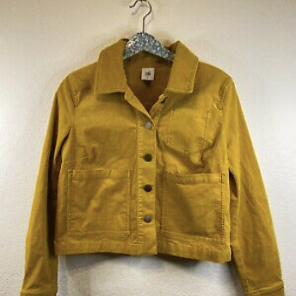 CAbi Women's Size x-Small Mustard Yellow Citizen Jacket Corduroy Pockets #3909